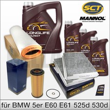 Inspektionspaket Filterset Filter 8L 5W30 Öl für BMW 5er E60 E61 525d & 530d