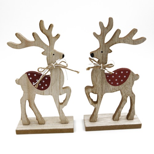 2er set deko hirsche - set, holz