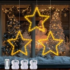 Weihnachtsbeleuchtung Fenster 120LED Warmweiß Stern Weihnachtsdeko Beleuchtet