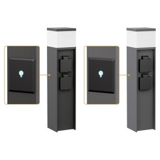 Pollerleuchte POMI für außen, Smart Home, 39cm, schwarz, 2 Steckdosen, inkl.