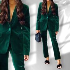 ZARA 💚 BLAZER HOSE SET 2-TEILER HOSENANZUG SAMTANZUG SAMTBLAZER GRÜN S/M