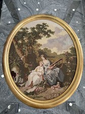 Rarität - Seltener wunderschöner Gobelin mit Goldrahmen Gross