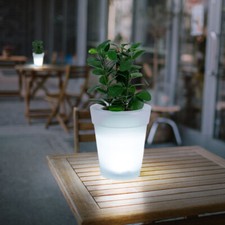 Blumenkübel Solarleuchte Pflanztopf Blumentopf leuchtend LED Deko-Licht weiß 2x