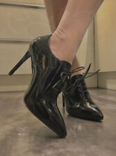 NEW Women Lace Up High Heel Oxfords Pointed Toe Stiletto Basic Pumps Black