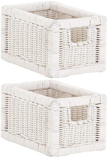 Set regalkorb mit holzrahmen - regalkorb,