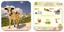schöner Bierdeckel vom Hochgebirgs-Naturpark Zillertaler Alpen  Motiv  Kuh     A