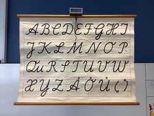 Schulwandkarte Rollbild Lehrtafel Lateinische Ausgangsschrift Vintage Poster