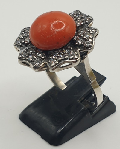 Ring silber 925 koralle - silber,