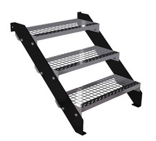 Treppenwangen-Set, Stahltreppe, DIY KIT, schwarz, stahl, für 3 Gitterstufen