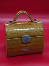 Windrose Schmuckkoffer Croco-Design Cognac Braun – Schmuckkasten mit Spiegel