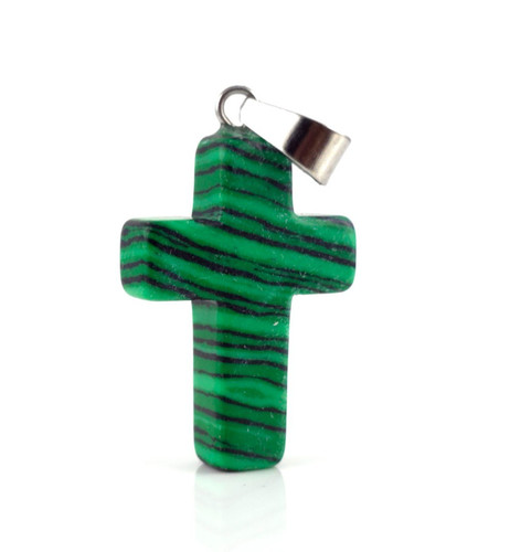 Anhänger kreuz grün malachit - anhänger,