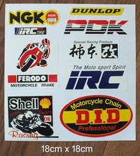 Sticker Aufkleber IRC Tire Shell NGK Dunlop  D.I.D Chain Ferodo Moto Racing