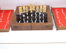 Chinesisches Holz Schachspiel geschnitzt – 46,5 cm – Klappbrett mit Figuren – Vi