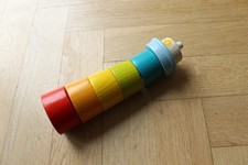 Haba Holz-spielzeug Leuchtturm bunt Stapel-turm Motorik Klötze