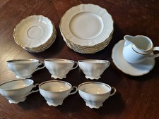 Kaffeeservice, alt, Seltmann THERESIA, Vintage, Goldrand, 6 P. Tee