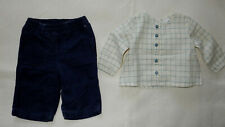 Dunkelblaue Baby-Feincordhose und Hemdbluse ohne Kragen - Gr. 62/68