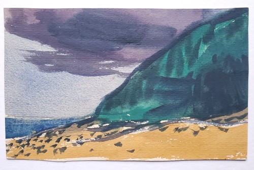 Gemälde aquarell tusche berge - aquarell,