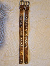 Stiefelband  Leder Bootstrap Stiefelschmuck kupfer Nieten Glitzersteine Schnalle