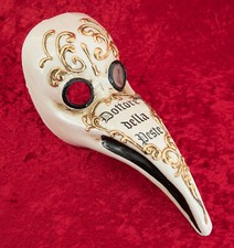 Maske Doktor Der Peste Noire Miniatur - Weiß Golden - Fasching Venedig- 642