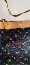 PICARD kleine Schultertasche Monogramm Henkeltasche Pochette Schwarz Bunt Neu