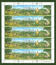 UNO New York 1996 - Wohnen Umwelt Papagei Hund Blumen - Nr. 711-15 Kleinbogen ⁑