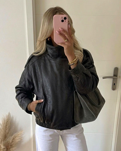Damen lederjacke schwarz - damen,