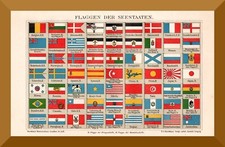 Flaggen der Seestaaten +Historischer Druck/Chromolitho von 1904+ Flotte, Marine