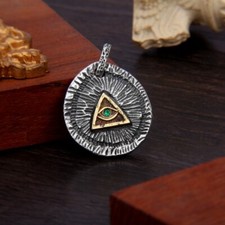 B37 Anhänger allsehendes Auge Freimaurer Symbol Strahlenkranz Silber 925