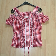 Bluse, Trachtenbluse, Oktoberzauber Corsagen-Look rot weiß kariert Gr. S - NEU