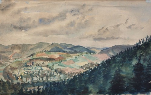 Altes landschafts aquarell - altes,