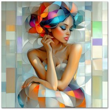Leinwand Bild Frau Bunt