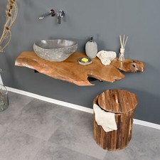 Teakholz Waschtischplatte 125x50x5 cm Echtholz Aufsatz-Platte wohnfreuden