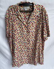 Oscar de la Renta Bluse Hemd Seide Freizeit Gr. M vintage Blumenmuster