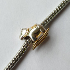 European Beads Bead Schaukelpferd bicolor, 14 kt hartvergold., Silber 925,  #012
