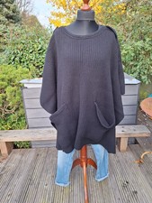 Ponchopullover, schwarz, Gr