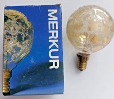 RARITÄT - Merkur MINI - Globelampe E14 60W G60 Krokoeis GOLD Glühlampe