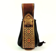 Geldsäckchen Leder braun schwarz Keltischer Knoten Prägung Echtleder Mittelalter