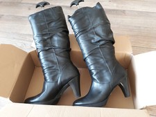 Paul Green klassische Damenstiefel Echtleder schwarz EU39 leicht geraffte Optik