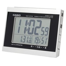 CASIO DQD-710J-8JF Silber Funkwecker mit Temperatur & Luftfeuchtigkeit