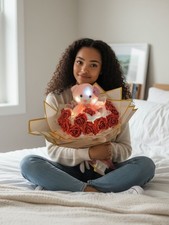 Rosenstrauß mit leucht teddy - mit, leucht-teddy