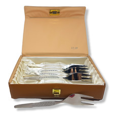 6 Kuchengabeln Schatulle Box Gabeln DDR ABS Rostfrei 18 8 Braun 14 cm Besteck