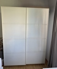 IKEA Pax Kleiderschrank mit Schiebetüren, Hochglanz Weiß