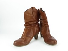 Akira Damen Vintage Schuhe Stiefel braun Gr. 38 Stiefelette Echtleder (15750)