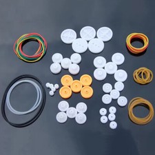 Mixed Kunststoff Zahnräder Zahnrad Gummiband Riemenscheibe Antriebsriemen Set