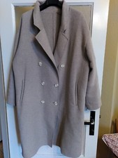 ZARA Damen Wollmantel L oversized 42 44 46 beige meliert doppelreihig 53% Wolle