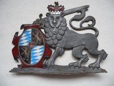 Majestätischer bayerischer Löwe Wappen u. Krone Zinnfigur antik