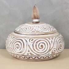 Schatulle Dose Schale mit Deckel Box Holzbox Schnitzereien Natur  20cm