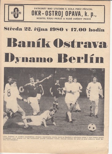 Programm europa cup - programm, 22.10.80
