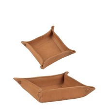 Taschenleerer Leder Ablageschale Lederschale Sonnenleder natur braun