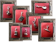 CHARM ANHÄNGER KÜCHE KOCH PFANNE KOCHBUCH KÜCHENMASCHINE 925er SILBER Karabiner